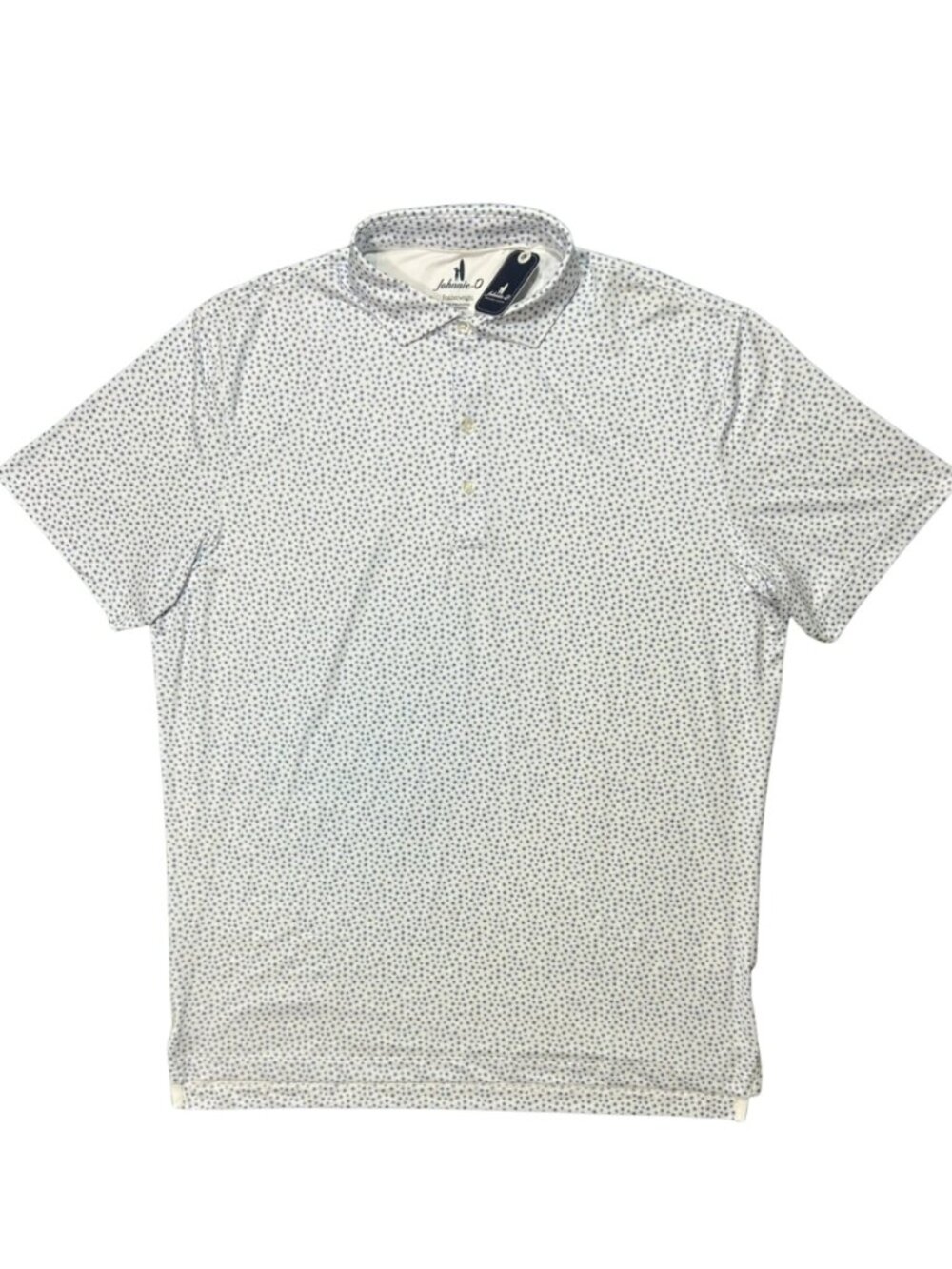 Johnnie-O Tide White Blue Plumeria Featherweight Performance Polo JMPO101890